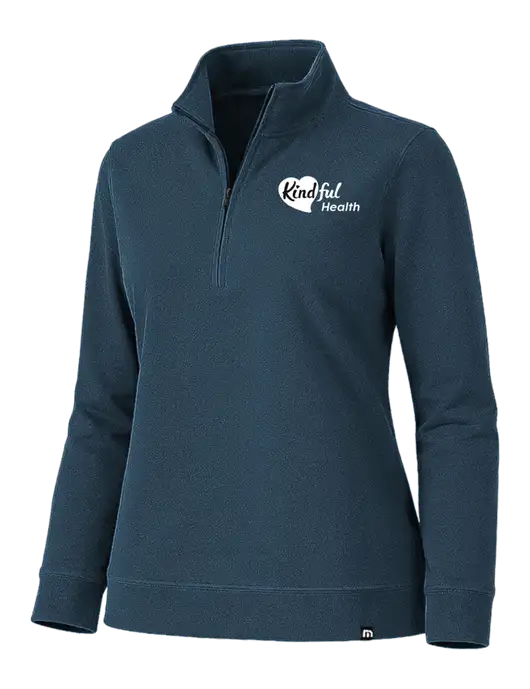 TravisMathew Womens Coveside Navy Heather 1/2 Zip w/Kindful Health Logo