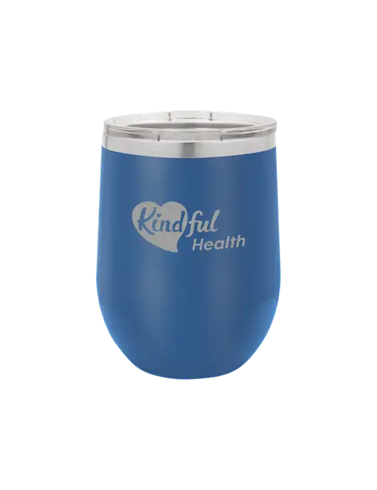 Polar Camel 12 oz Powder Coated Royal Vacuum Insulated Stemless Wine Tumbler w/Kindful Health Logo
