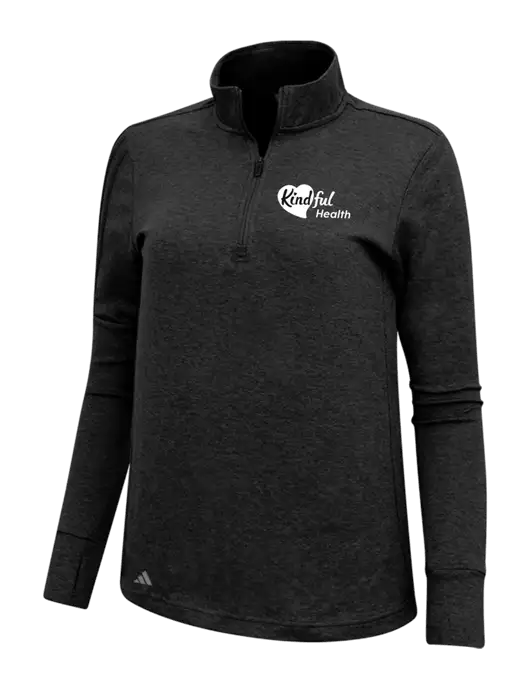 Adidas Black Melange Womens 3 Stripes Quarter Zip Sweater w/Kindful Health Logo