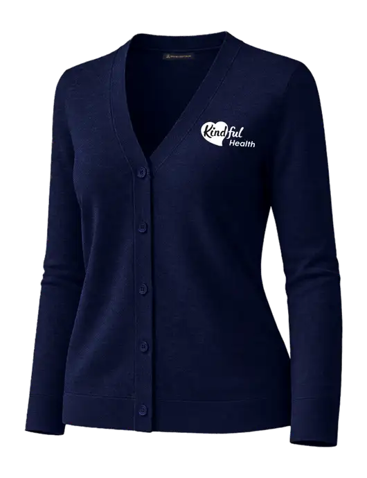 Brooks Brothers Womens Cotton Stretch Dark Navy Cardigan Sweater w/Kindful Health Logo