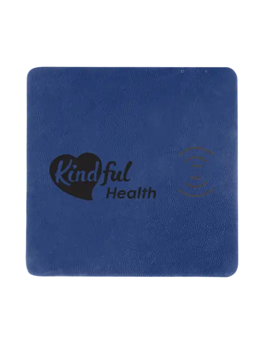 Light Navy Blue Laserable Leatherette Phone Charging Mat w/Kindful Health Logo
