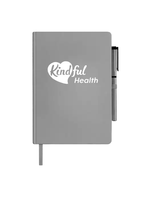 Soft Touch Medium Grey Journal and Gel Pen Combo w/Kindful Health Logo