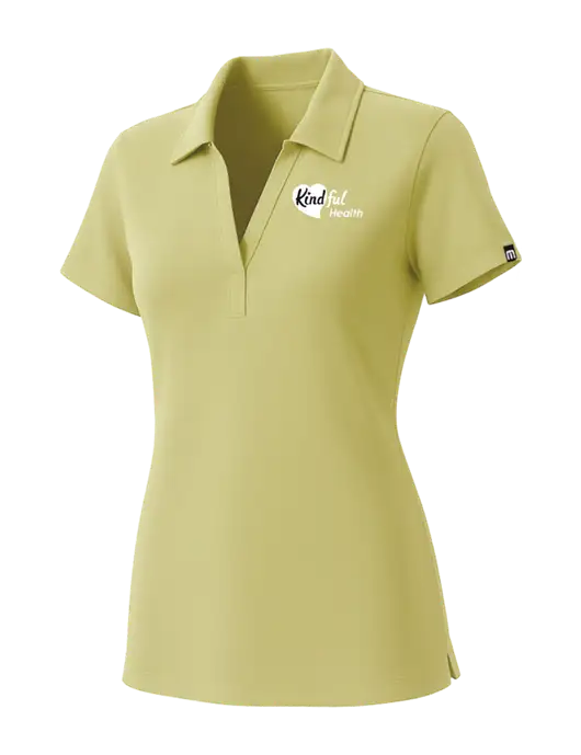 TravisMathew Womens Light Yellow Glenview Solid Polo w/Kindful Health Logo
