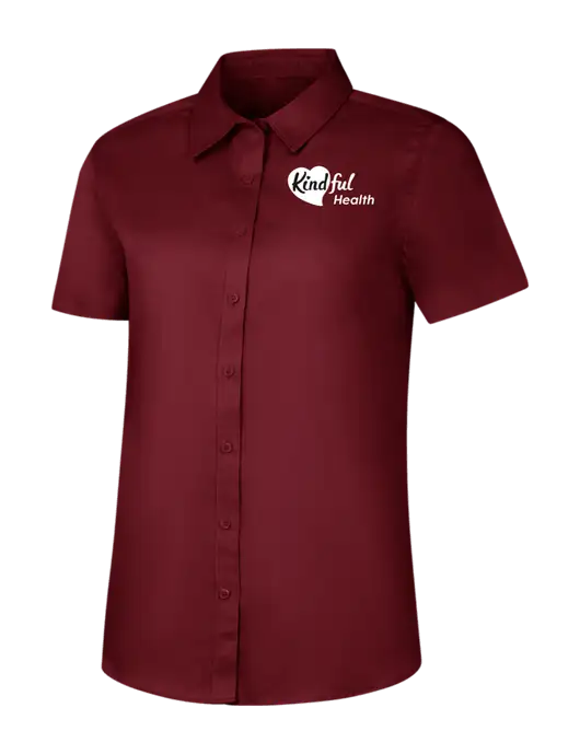 Womens Maroon Short Sleeve Superpro React Twill Shirt w/Kindful Health Logo