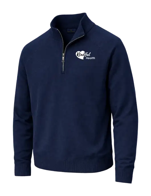 Brooks Brothers Cotton Stretch 1/4-Zip Navy Sweater w/Kindful Health Logo
