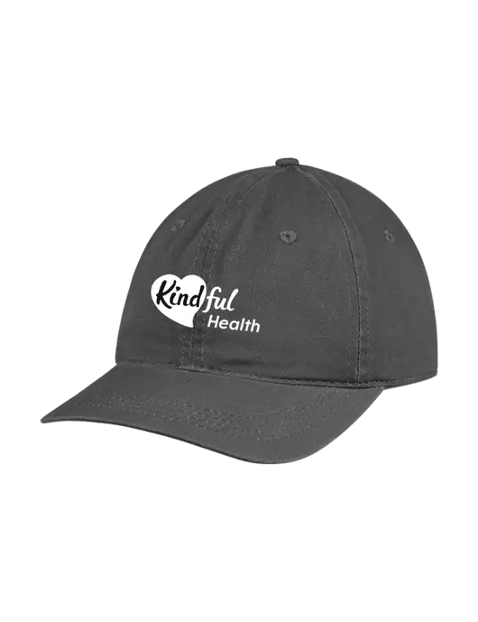 Garment Washed Unstructured Twill Charcoal Cap w/Kindful Health Logo