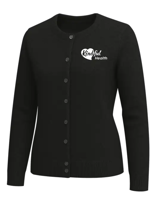 Brooks Brothers Womens Black Washable Merino Cardigan Sweater w/Kindful Health Logo