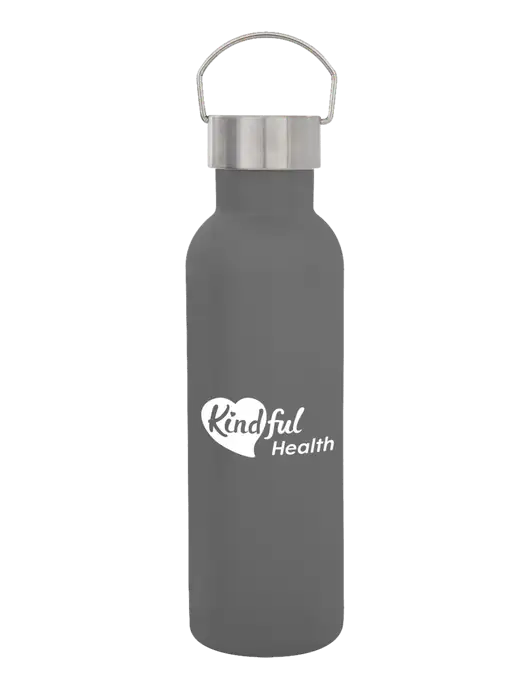 28 oz Medium Grey Bubbli Stainless Steel Bottle w/Kindful Health Logo