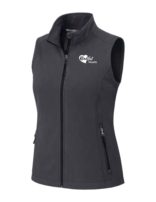 Charcoal Heather Womens Core Soft Shell Vest w/Kindful Health Logo