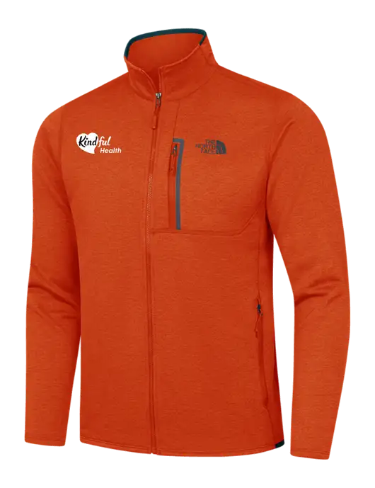 North Face Orange Heather/Navy Skyline Full-Zip Fleece Jacket w/Kindful Health Logo