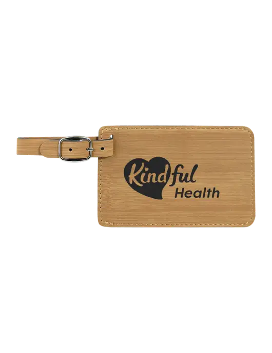 Bamboo Leatherette Luggage Tag w/Kindful Health Logo