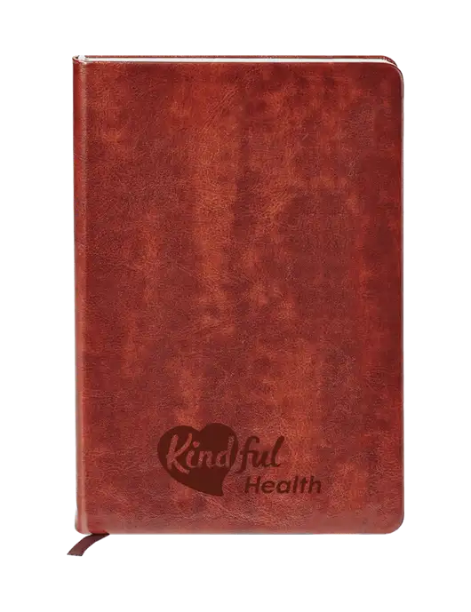 Fabrizio Brown Hard Cover 5.75 x 8.3 Journal w/Kindful Health Logo