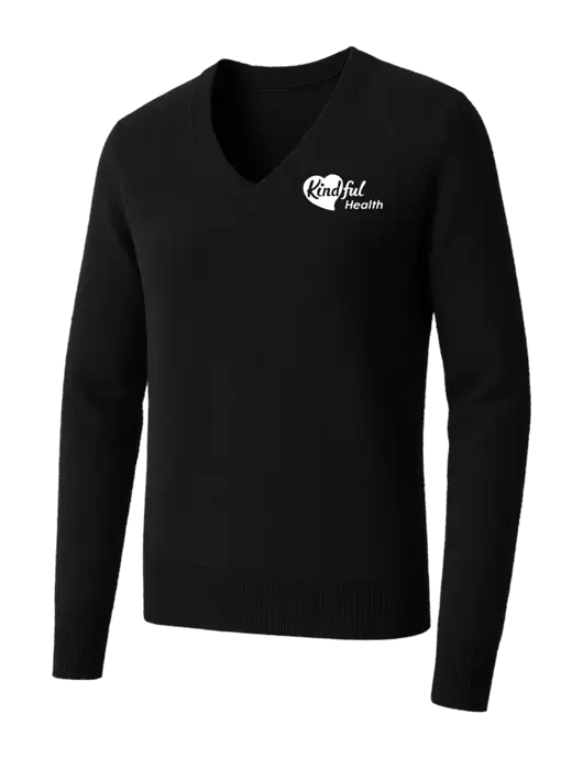 Brooks Brothers Womens Black Washable Merino V-Neck Sweater w/Kindful Health Logo