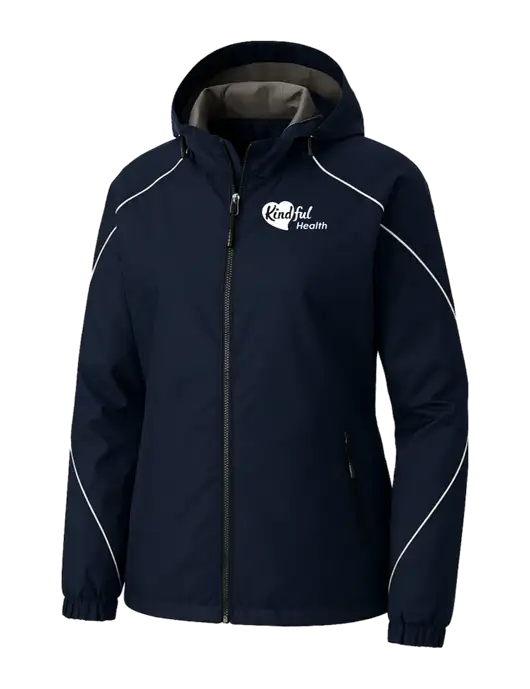 Womens Angle 3-in-1 Navy Jacket with Fleece Liner w/Kindful Health Logo, Kindful Health Logo