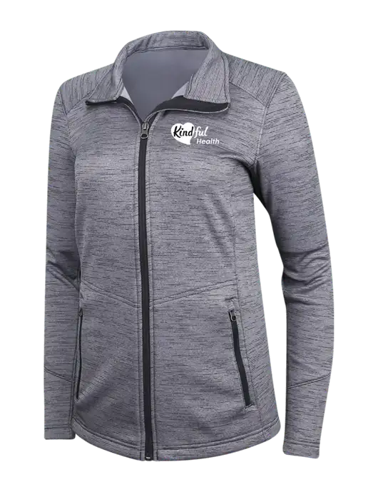Medium Grey Womens Digi Stripe Fleece Jacket w/Kindful Health Logo