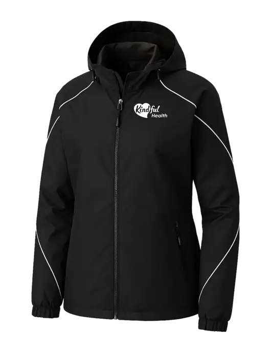 Womens Angle 3-in-1 Black Jacket with Fleece Liner w/Kindful Health Logo, Kindful Health Logo