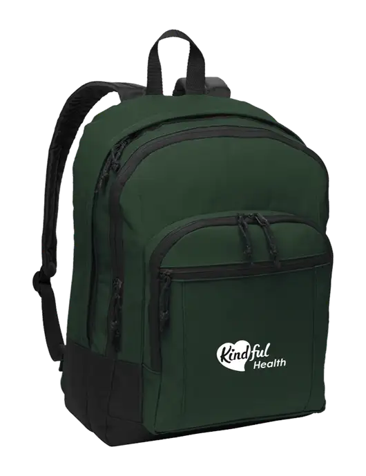 Dark Green Essential Backpack w/Kindful Health Logo