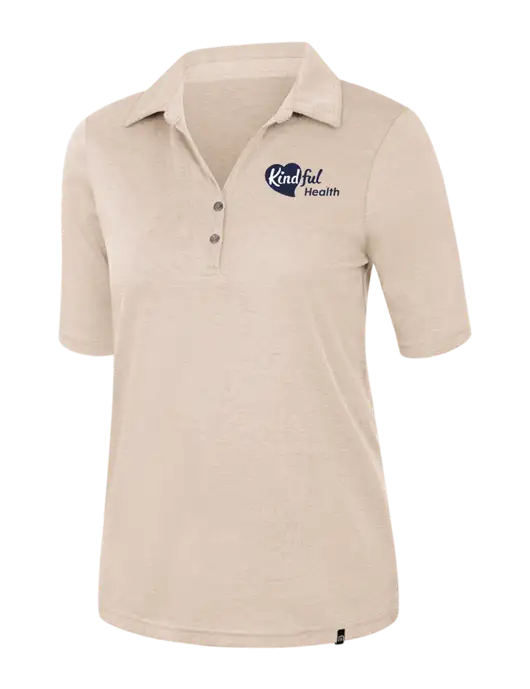 TravisMathew Womens Light Tan Heather Sunsetters Polo w/Kindful Health Logo