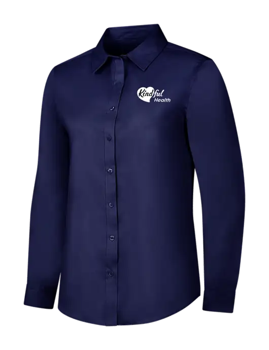 Navy Womens Long Sleeve Superpro React Twill Shirt w/Kindful Health Logo