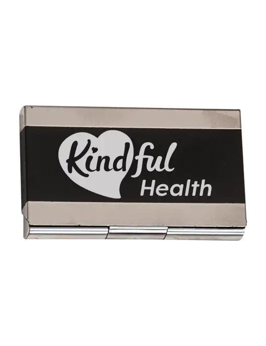 Black 3.75 x 2.5 Business Card Holder w/Kindful Health Logo