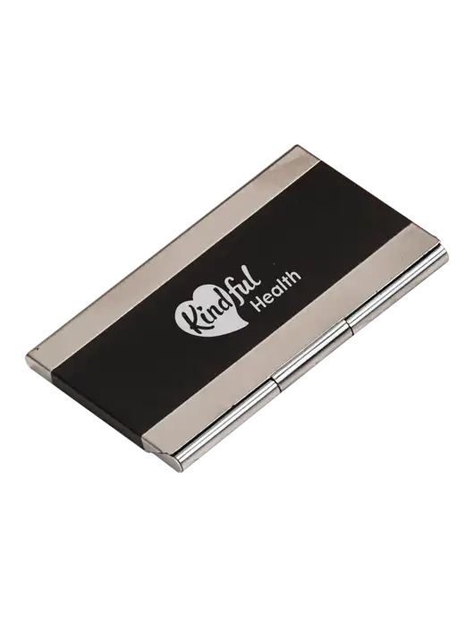 Black 3.75 x 2.5 Business Card Holder w/Kindful Health Logo