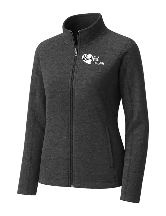 Charcoal Womens Heather Microfleece Full-Zip Jacket w/Kindful Health Logo