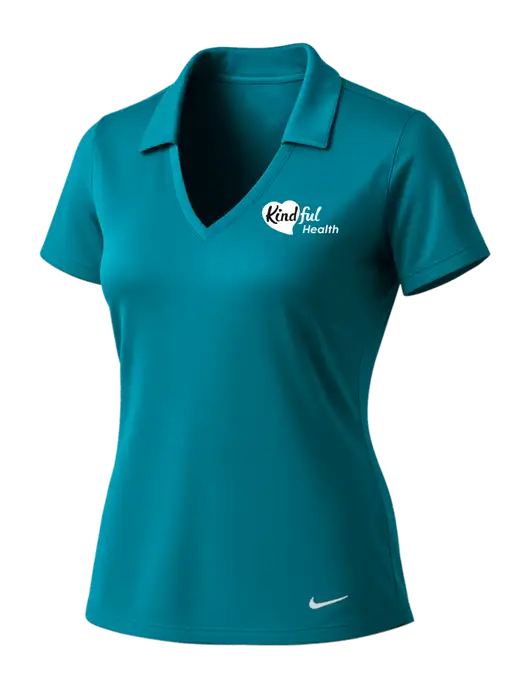 NIKE Dark Teal Womens Dri-Fit Vertical Mesh Polo w/Kindful Health Logo