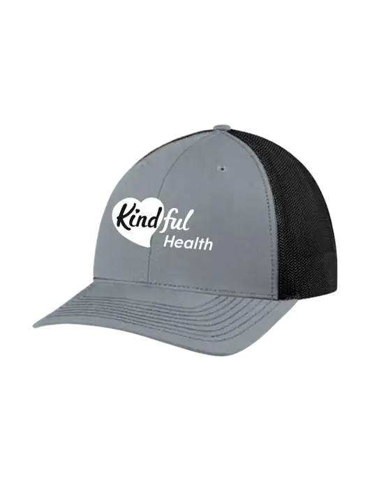 Richardson Adjustable Snapback Original 112 Trucker Cap Heather Grey w/Black Mesh w/Kindful Health Logo