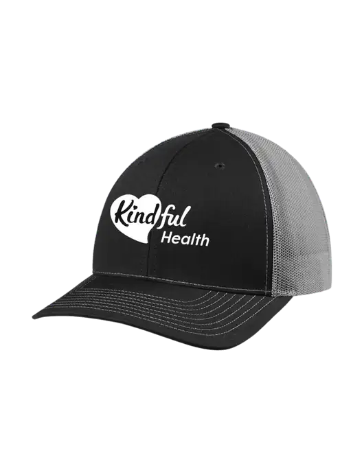 Richardson Adjustable Snapback Original 112 Trucker Cap Black w/Charcoal Mesh w/Kindful Health Logo