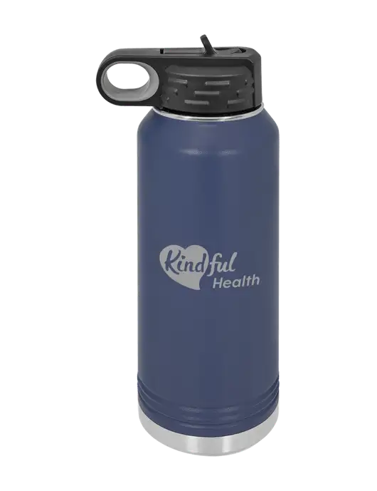 Polar Camel 32 oz Powder Coated Navy Vacuum Insulated Water Bottle w/Kindful Health Logo