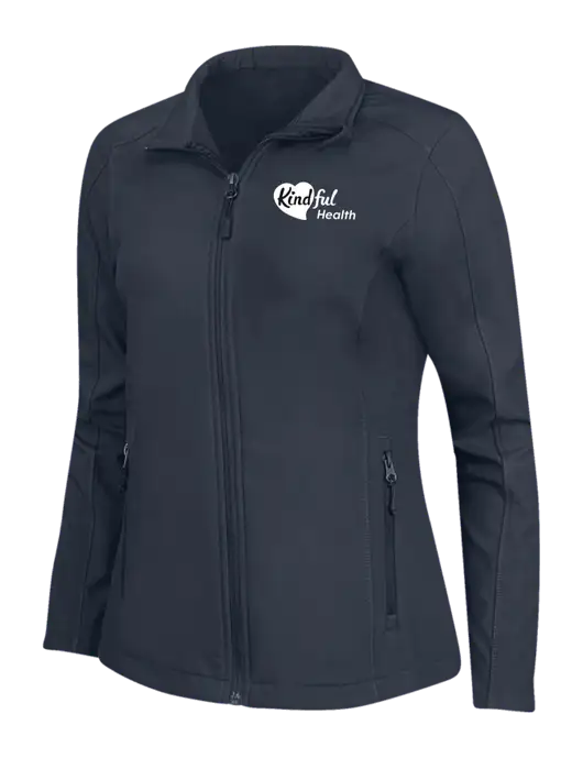 Navy Womens Core Soft Shell Jacket w/Kindful Health Logo
