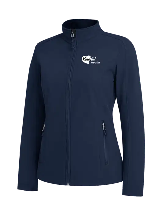 Navy Womens Core Soft Shell Jacket w/Kindful Health Logo