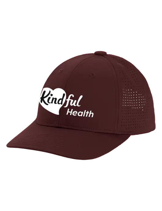Pro-Cut Structured Snapback with Pinhole Mesh Maroon Cap w/Kindful Health Logo