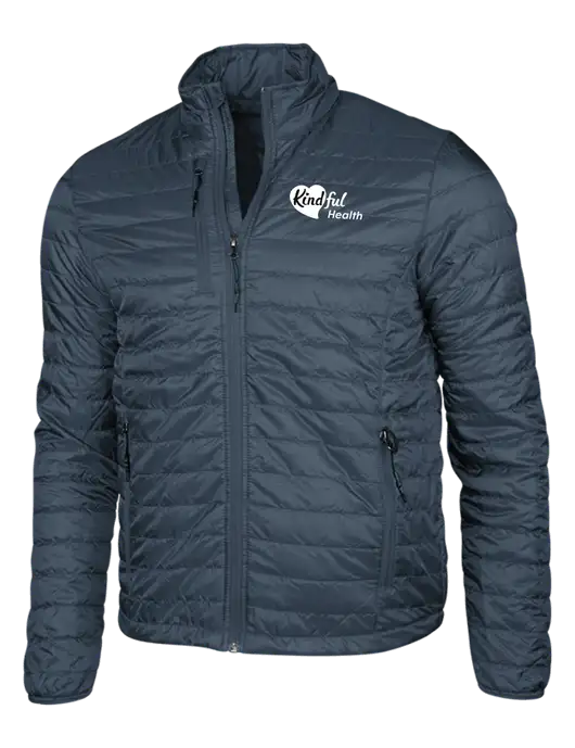 Navy Puffy Packable Jacket w/Kindful Health Logo