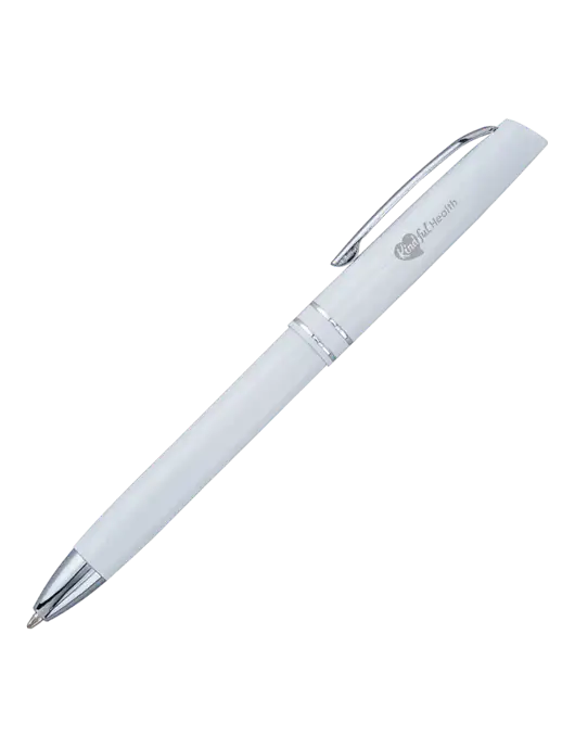 White Anguilla Black Ink Pen w/Kindful Health Logo