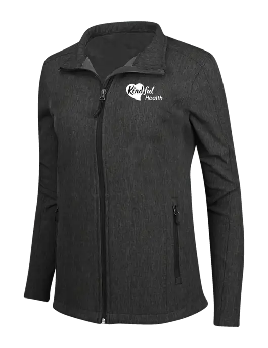 Black Charcoal Heather Womens Core Soft Shell Jacket w/Kindful Health Logo