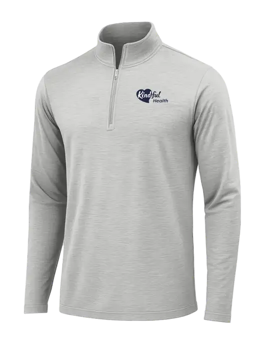 Light Grey Heather Posicharge Tri-Blend Wicking 1/4 Zip Pullover w/Kindful Health Logo