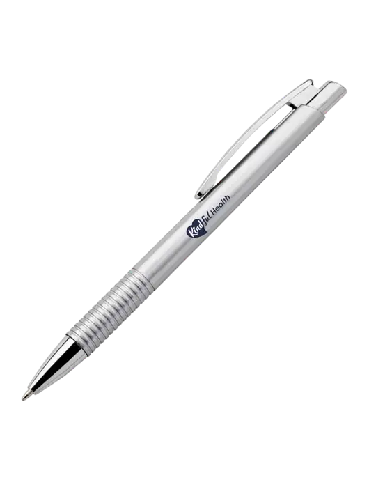 Malay Silver Ballpoint Pen - Blue Ink w/Kindful Health Logo