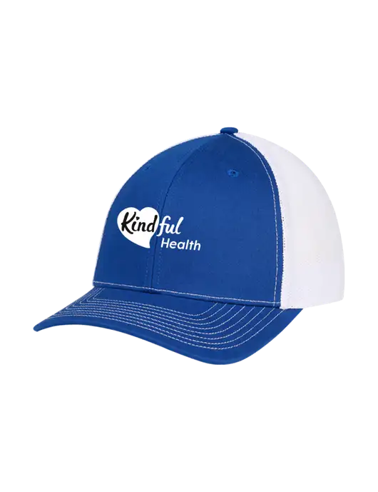 Richardson Adjustable Snapback Original 112 Trucker Cap Royal w/White Mesh w/Kindful Health Logo
