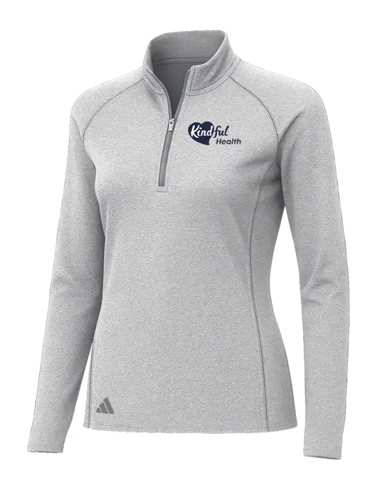 Adidas Womens Light Grey Heather Space Dyed Quarter-Zip Pullover  w/Kindful Health Logo