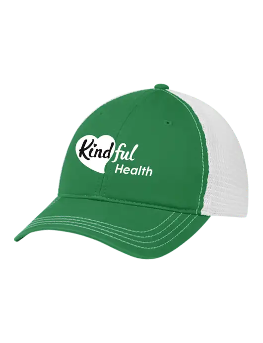 Richardson 111 Garment Washed Trucker Cap Kelly w/White Mesh w/Kindful Health Logo