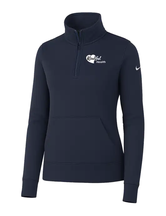 Nike Womens Dark Navy Club Fleece Sleeve Swoosh 1/2-Zip w/Kindful Health Logo