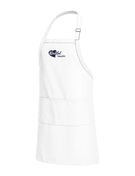 Easy Care Extra Long Bib White Apron with Stain Release w/Kindful Health Logo