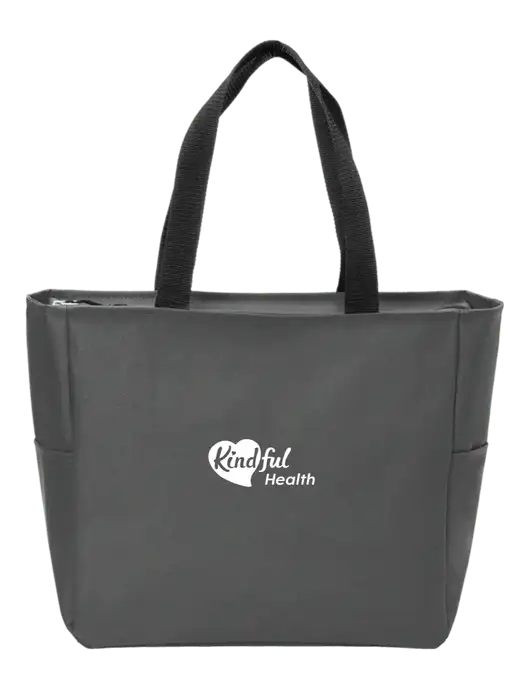 Everyday Charcoal Zip Tote Dark w/Kindful Health Logo