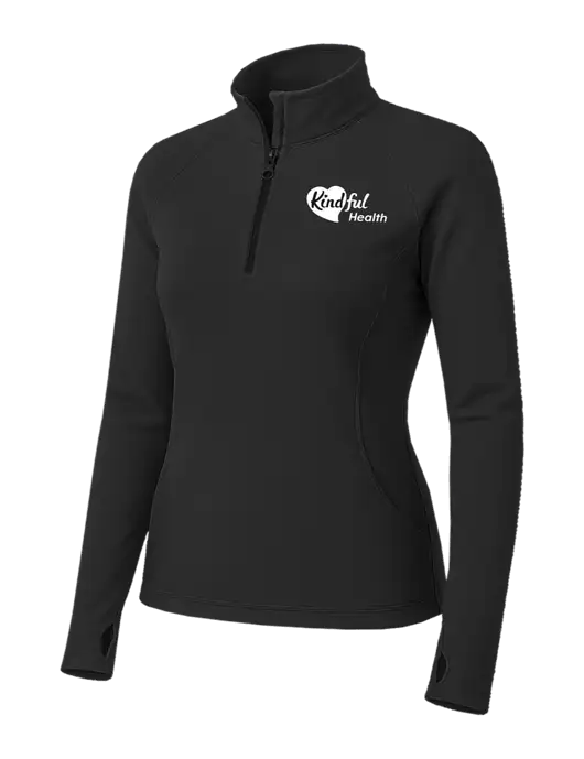 Charcoal Grey Womens Sport Wick Stretch 1/4 Zip Pullover w/Kindful Health Logo