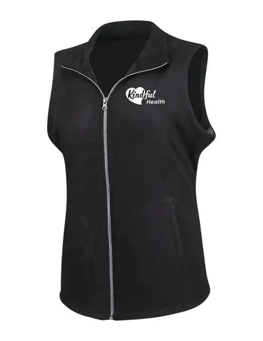 Black Womens Microfleece Vest w/Kindful Health Logo