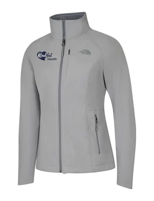 North Face Womens Light Grey Heather Apex Barrier Soft Shell Jacket  w/Kindful Health Logo