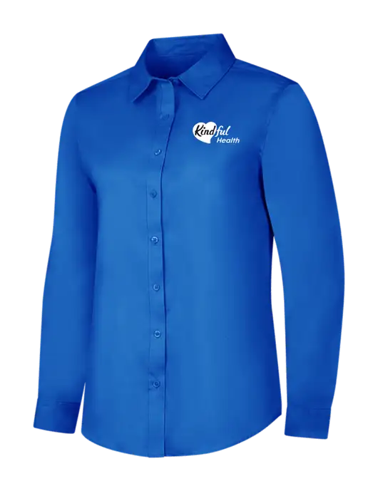 Womens Long Sleeve Royal Blue Superpro React Twill Shirt w/Kindful Health Logo