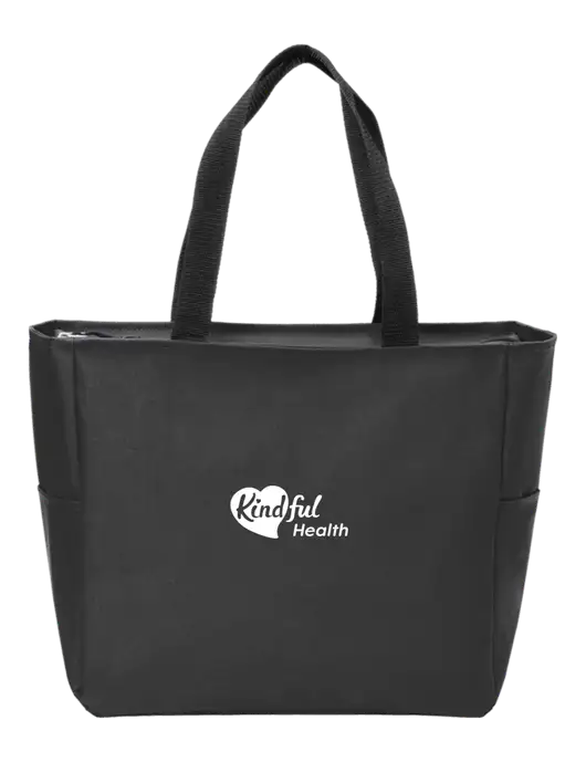 Everyday Black Zip Tote  w/Kindful Health Logo