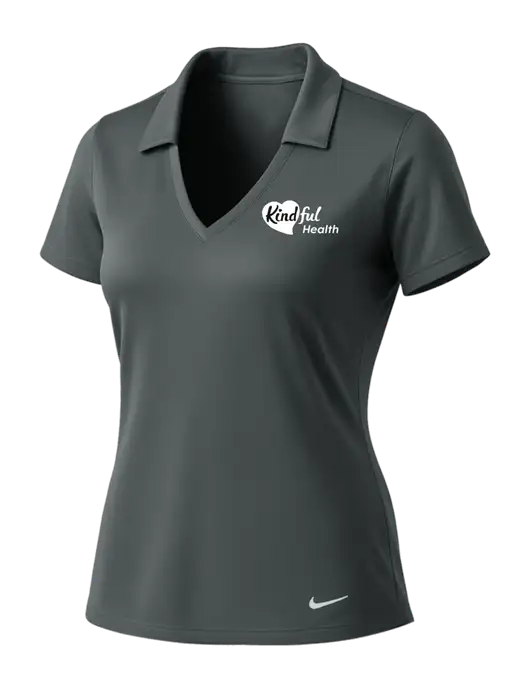 NIKE Dark Grey Womens Dri-Fit Vertical Mesh Polo w/Kindful Health Logo